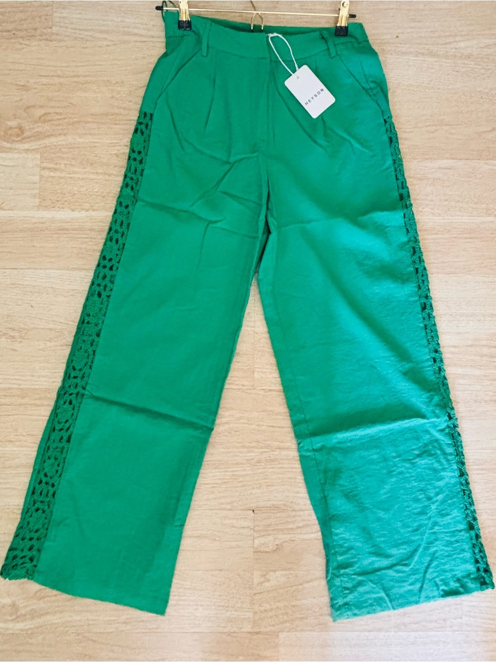 Women's Green Tailored classy pants with side details see through stunning green